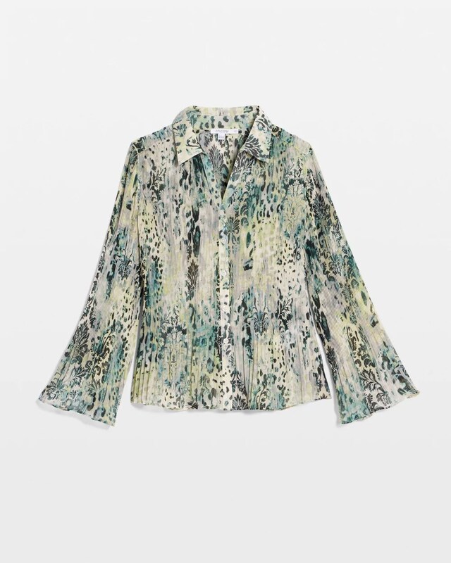 Animal Print Pleated Blouse - image 5